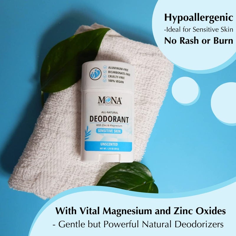 MONA BRANDS All Natural Deodorant For Women & Men | For Sensitive Skin | No Aluminum or Baking Soda | (UNSCENTED 1.76 Oz) - Image 4